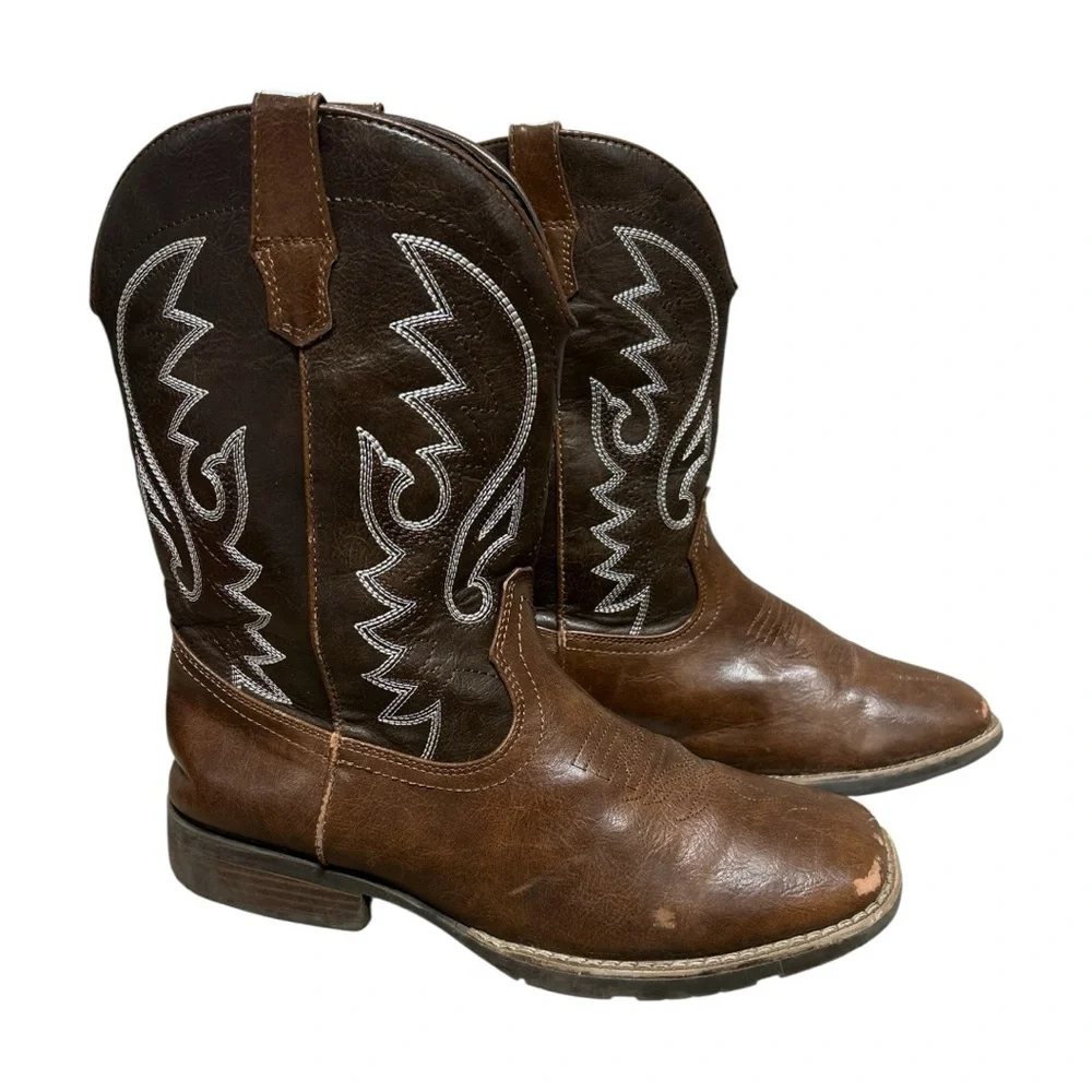 IUV Men’s Brown Square Toe Western Cowboy Boots. Size 8 - Picture 3 of 8